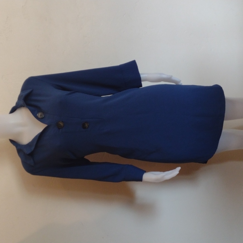 Emma & Michele dark blue collar mini dress with buttons size M